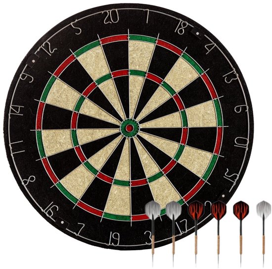 Fitby Dartboard - Dartboard Set - Darts - Dartscheibe - Darts - Inklusive Zubehör - Sisal - Flights Darts - Shafts Darts - Professional