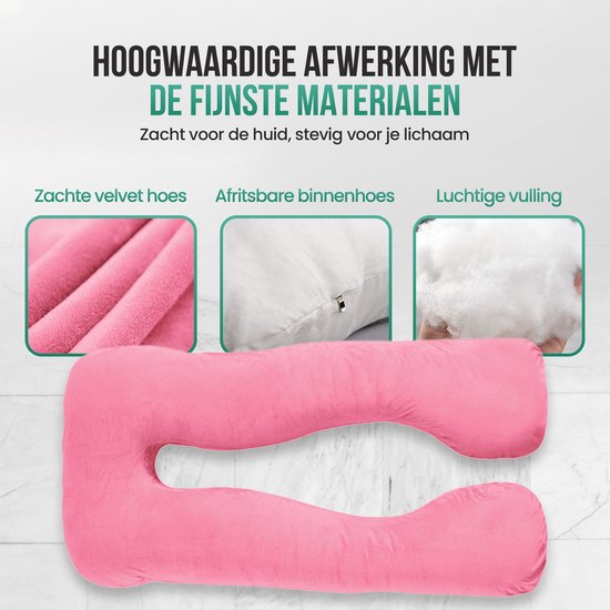 Avalo Schwangerschaftskissen XXL 280 cm - U-Shape Seitenschläferkissen - Ergonomisches Körperkissen - Stillkissen & Körperkissen für Schwangere - Pink