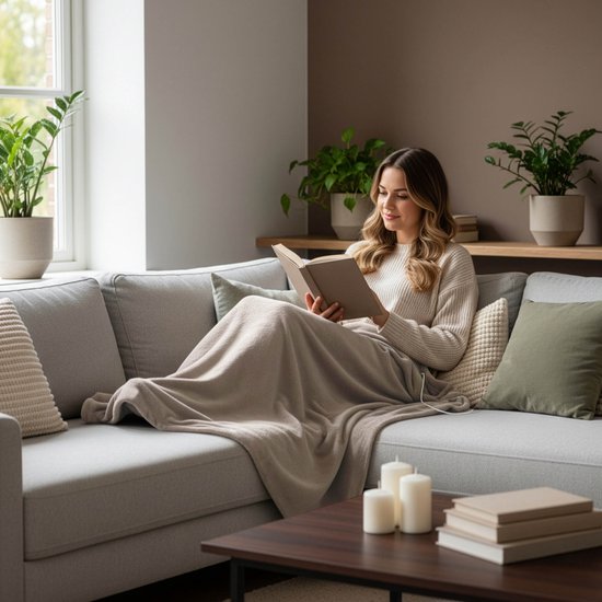 Inventum HB185T elektrische Heizdecke 180x130 cm - Einzeln - 4 Wärmestufen - Waschbar - Automatische Abschaltung - Fleece - Taupe