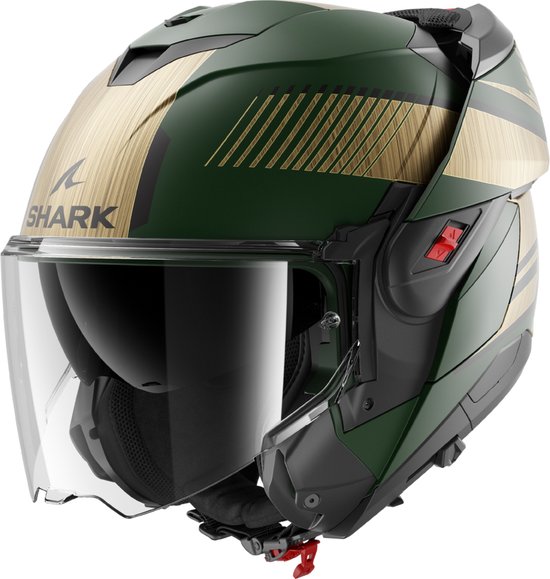 Shark Oxo Systemhelm Motorradhelm Sikter matt grün gold - Größe M