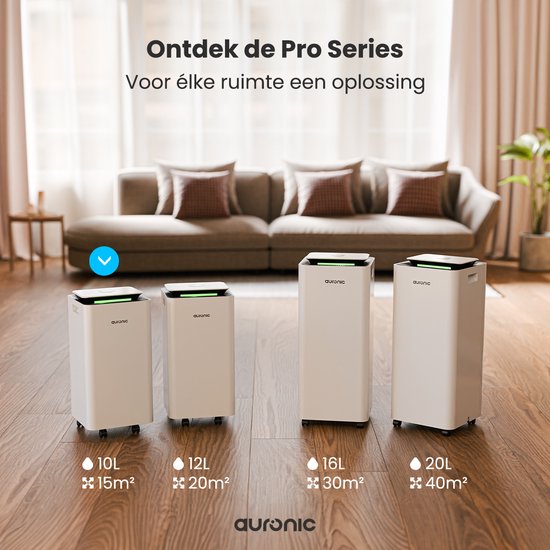 Auronic Luftentfeuchter und Luftreiniger - Pro Series - 10 l pro Tag - Waschtrockenfunktion - Schlafzimmer, Badezimmer und Wohnzimmer - Weiß