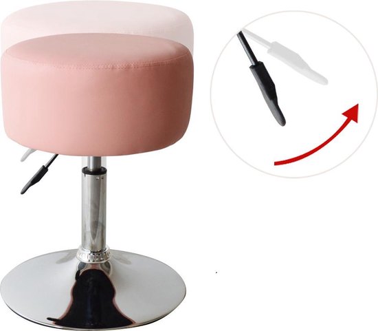 VDD Hocker - Retro Vintage - Industrial - Schminktisch - Hocker Stuhl - Verstellbare Höhe bis zu 65 cm - Pink