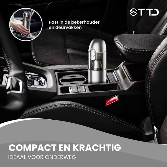 TTD® Premium Auto Staubsauger Kabellos und wiederaufladbar - 17.000 Pa - Handstaubsauger - Blasen & Saugen - Hitzebeständig - Kompaktes Design - Mit HEPA-Filter