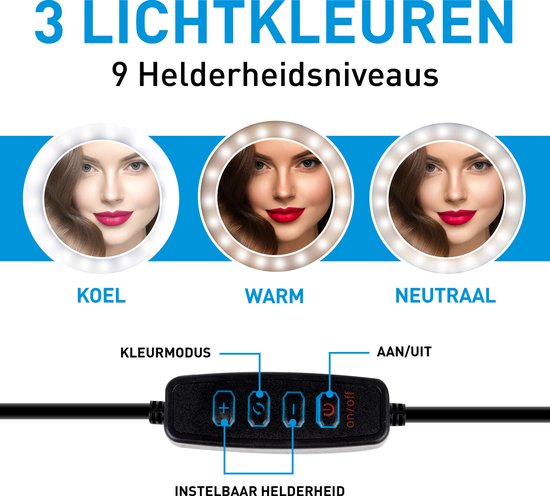 Grundig Ringleuchte mit Stativ - Verstellbares Ringlicht bis 195cm - Tiktok Lampe mit Handyhalterung - Selfie Ringlicht - Ringleuchte mit 3 Lichtstufen - Make Up Lampe