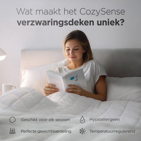 CozySense® Weighted Blanket 6kg - 100% Tencel - Weighted Blanket - Schwergewichtige Decke mit Temperaturregulierung und atmungsaktivem Komfort - GLASS-Flow® Druckverteilung - 1-Person - Weiß