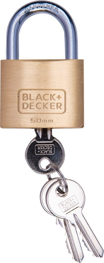 BLACK+DECKER Vorhängeschloss mit Schlüssel - 60mm - Inkl. 3 Schlüssel - Massivmessingschloss