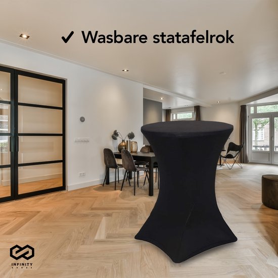 Infinity Goods Stevige Zwarte Statafel Incl. Zwarte Statafelrok - Partytafel - Robuust en Weersbestendig - Inklapbaar - 80cm x 110cm - Feest