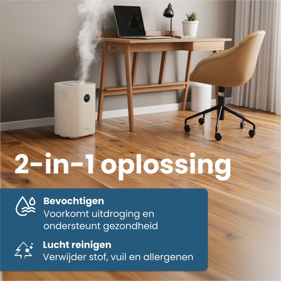 Auronic Luftbefeuchter - 4 Liter - 40m2 - Geeignet für Wohnzimmer, Büro, Schlafzimmer, Babyzimmer und mehr - Mit Aromatherapie - BPA-frei - Weiß