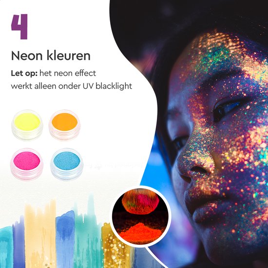 Partizzle Komplettes Bio Glitter Tattoo Set - Mädchen / Jungen - Schminkschablonen, Kleber und Pinsel - Face Fake Neon Tattoos Bastelset - Karneval Geschenk Basteln für Kinder - 24 Farben / Biologisch abbaubar
