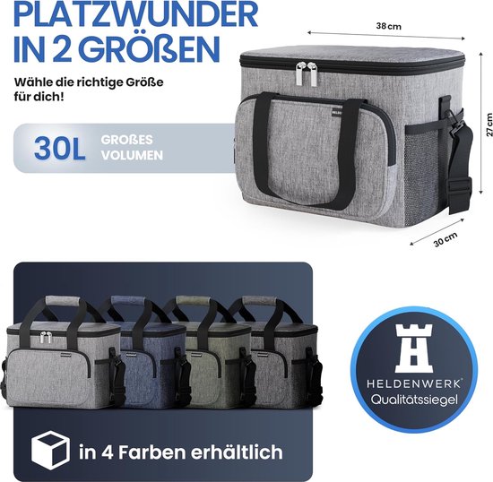 Kühltasche für Speisen und Getränke - isolierte Thermotasche auslaufsicher und wasserdicht - Frühstückstasche, Picknick-Lunch-Tasche, Thermotasche, hellgrau