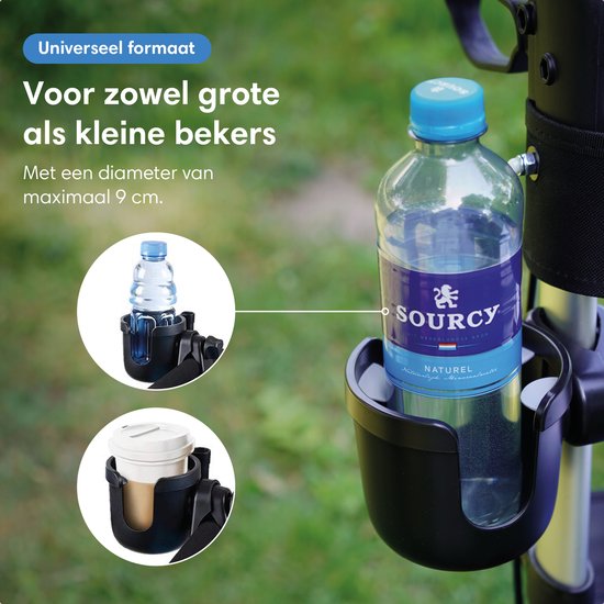 Safe Life® universal Cup Holder & Phone Holder - für Rollator, Rollstuhl, Kinderwagen & mehr