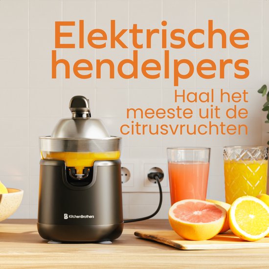 KitchenBrothers Zitruspresse - Mit Ausgießer und Griff - 0.35L - Schwarz