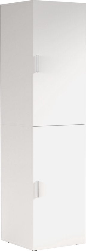 Kleiderschrank schmal hoch - Einlegeböden und Hängeteil - weiß