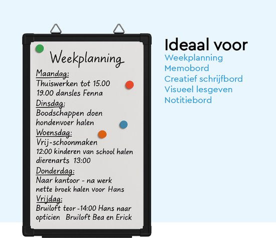 BRASQ Whiteboard 60x90 cm magnetisch - mit Zubehörset (Marker, Radiergummi, Magnete) - Tafel - Magnetische Tafel - schwarz