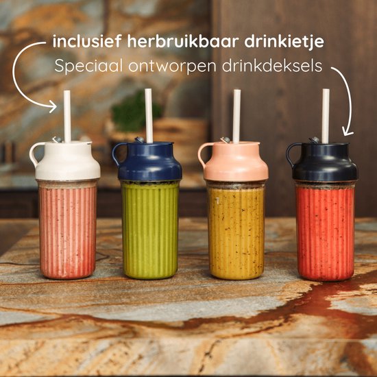 Safecourt Kitchen PureBlend - 1000W Smoothie Maker - BPA frei - inklusive To-Go Trinkdeckel + Strohhalm - Premium Tritan Becher - Schwarz