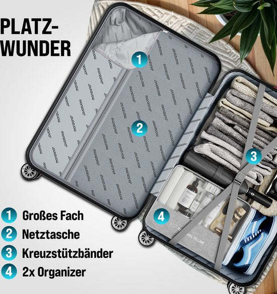 MONZANA Kofferset - Koffer M L XL 3-teiliges Hartschalen-Handgepäck - Grün