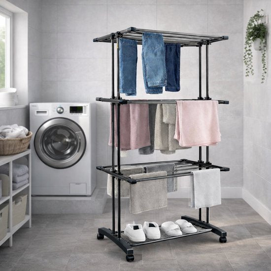 Vonia Trockenturm - Wäscheständer - Wäscheständer - 3 Lagen - faltbar - 72x50x172 cm - Dunkelgrau