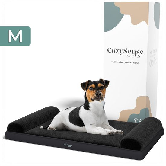 CozySense® Orthopädisches Hundekissen - 75 X 45 cm - Größe M - Wasserdicht - Geeignet als Sitzkissen & Hundebett - Waschbarer Bezug - Schwarz
