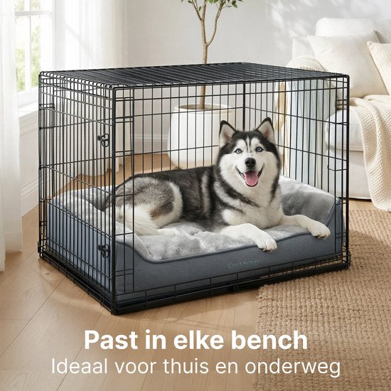 CozySense® Orthopädisches Hundekissen 105x68 cm Größe XL - Wasserdicht & waschbar - Sitzkissen und Hundebett - Ultraweicher Sherpa-Stoff - Grau & Anthrazit