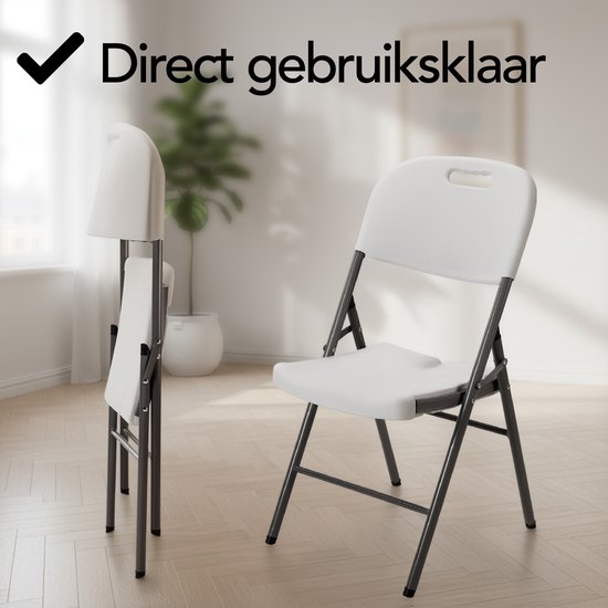 Brixy Klappstühle - 4er-Set - Klappstuhl-Set - Heavy Duty - Wetterfest - Klappstühle - 47 x 54 x 87 CM - Weiß
