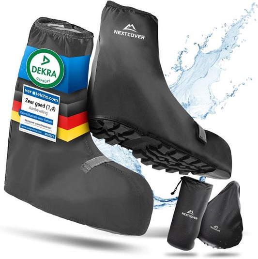 Nextcover® Wasserdichte Überschuhe | 100% wasserdichte Regenschuhe Fahrrad | Reflektierende Schuhabdeckung Wiederverwendbar | Regenabdeckungen für Schuhe | Überschuhe | Schuhschutz | Radfahren Überschuhe