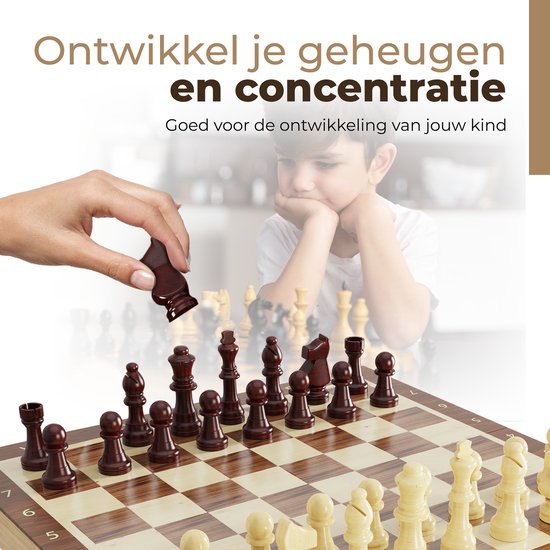 Windsor Schachbrett - mit Schachfiguren - 30 cm - Beschriftung - Schachspiel - Magnetisches Schachspiel - Schachspiel - Holz