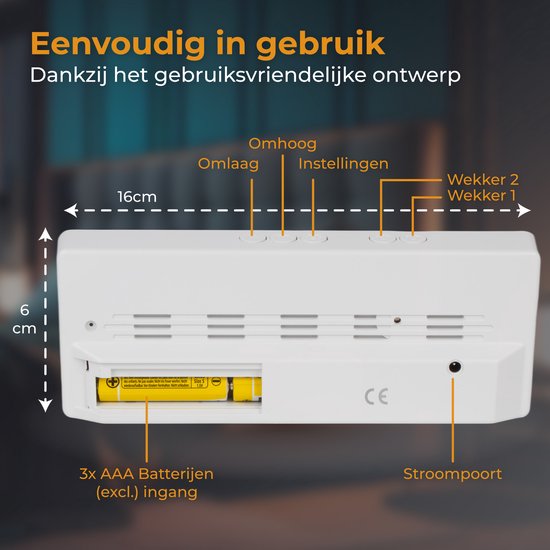 Nuvance - Digitaler Wecker - Digitaluhren - Wecker für Kinder & Erwachsene - Reisewecker - Schlafzimmer - Led-Wecker digital - Wecker - Weiß