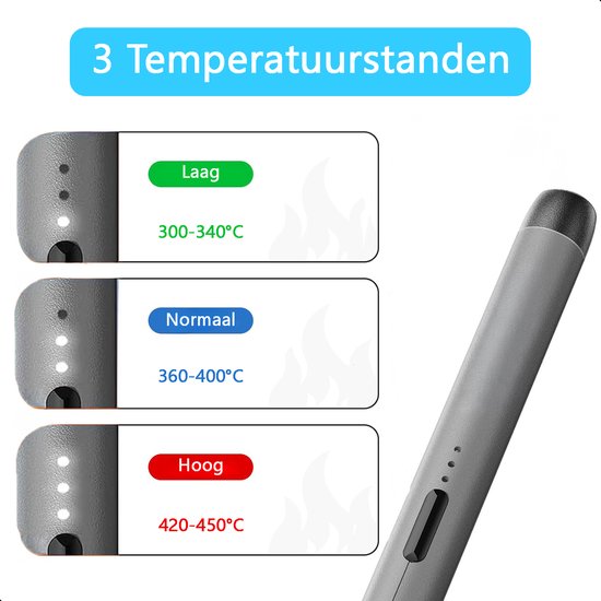 Tech Essentials Kabelloses Lötkolben - 8W - USB-C - Mit Dose - Kit - Feinlöten - Stift - Batterie - Lötset - Löten - Grau