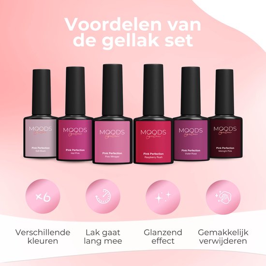 Moods Gellac 6-teiliges Set - Gel-Nagellack Starter Pack - Gel-Nagellack - 8ML - Pink Perfection - Gellac - Nägel - Chic Colours