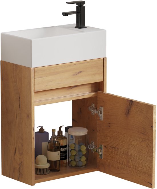 VDD - Toilettenschrank - Toilettenschrank mit Waschbecken - Toilettenschrank Eiche - Springbrunnenschrank - Springbrunnenschrank