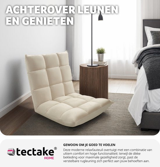 tectake Relaxsessel - Liegesessel - XXL-Bodensessel - klappbar mit Liegefunktion - Bodensessel mit verstellbarer Rückenlehne - als Sessel, Sitzkissen, Bodenkissen, Liegesessel oder zur Meditation verwendbar - Beige