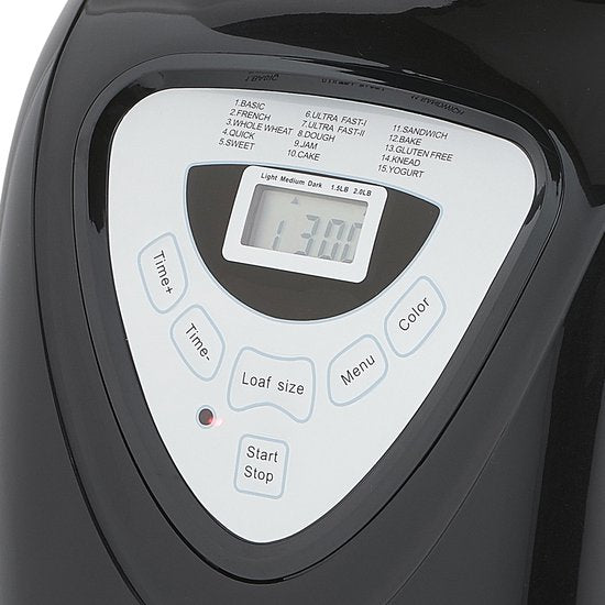 Princess Brotbackautomat 152009 - Timer - Digitalanzeige - 15 Backprogramme - Glutenfrei-Programm - 900 Gr - 600 Watt - Schwarz/Silber