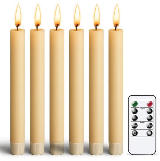 LED-Kerzen mit beweglicher Flamme - 6 Kerzen - inklusive Fernbedienung - Wiederaufladbare Fake-Kerzen mit flackernder Flamme - 300+ Brennstunden - Luft
