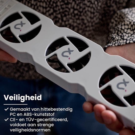 Ezeefox Heizkörperlüfter mit 3 Ventilatoren und Thermosensor - Monoset - Universal - Energieeffizient - Sehr leise - Heizkörperlüfter - Weiß