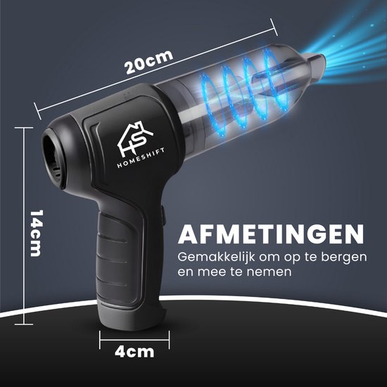 HomeShift® Autostaubsauger Cordless V2 - Krümelsauger - Handstaubsauger - Kleinstaubsauger - Schnurloser Staubsauger - Air Duster - Nass & Trocken - Schwarz