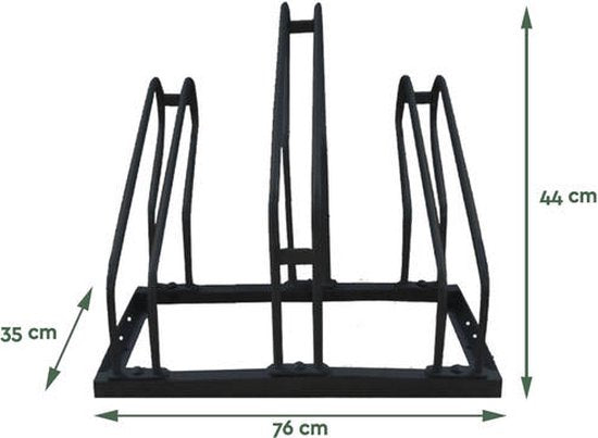 BRASQ Fahrradträger für 3 Fahrräder - Fahrradständer - Fahrradträger - Fahrradhalterung für Boden Inklusive Befestigungsmaterial - Schwarz