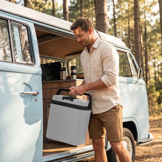 Auronic Coolbox Electric 12V und 230V - 20L - Camping-Kühlschrank - Auto - Kühlung und Heizung - Kühlbox - Hellgrau