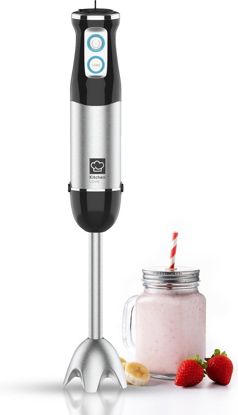 KitchenLove Stabmixer - 800W - 6 Geschwindigkeiten + Turbo - Schwarz/RVS