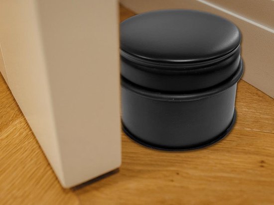 Perel Edelstahl-Türstopper, ohne Bohren, mit rutschfestem Gummifuß, 75 mm hoch und 90 mm Durchmesser, für einen dezenten, aber effektiven Halt, ideal für jeden Innenraum, schwarz, 1 kg