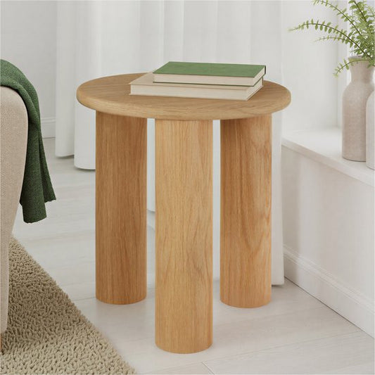 tectake® Runder Beistelltisch Sisi - Ø 40 x 45,5 cm - Massivholzbeine - Couchtisch - Nachttisch - Runder Tisch mit Anti-Rutsch-Bodenschonern