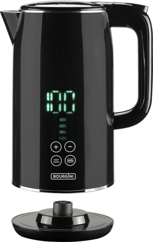 Bourgini Digitaler Wasserkocher Cool Touch - 1.7L - Schwarz