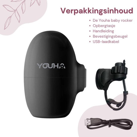 Youha Baby Rocker - Automatisches Schaukeln des Kinderwagens oder Buggys - Hände frei vom Schaukeln - Wippe für Kinderwagen - Einschlafhilfe Baby - 5 Wiegemodi - Inklusive Aufbewahrungsbeutel & Ladekabel - Farbe: schwarz
