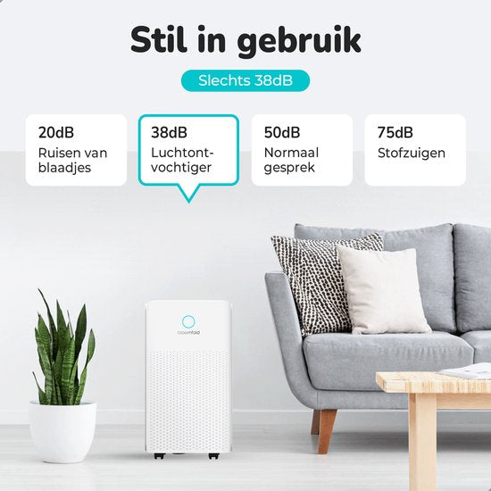 Bloomfold Luftentfeuchter - 12L pro Tag - inkl. Wasch-Trocken-Funktion - geeignet für Wohnzimmer, Schlafzimmer, Keller & Badezimmer - Luftentfeuchter - Weiß