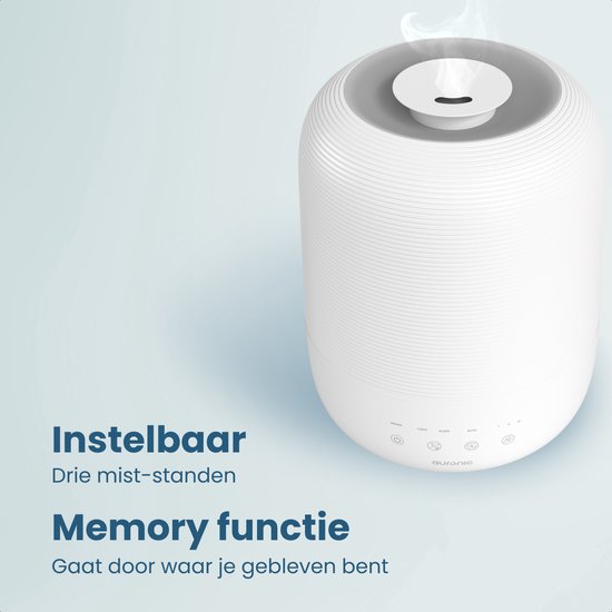 Auronic Luftbefeuchter - 3L - Für Schlafzimmer, Babyzimmer, Büro, Wohnzimmer und mehr  - BPA-frei - Weiß