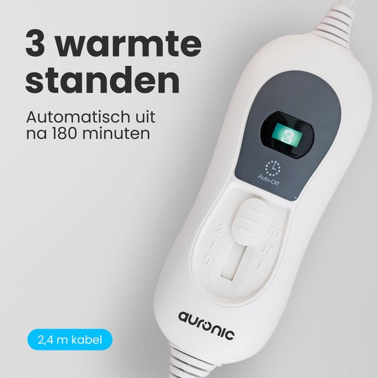 Auronic Electric Blanket XL - 190x160 cm - 2 Personen - Spannbetttuch mit elastischen Bändern - Heizdecke - Weiß