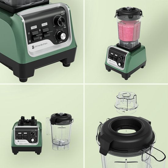 KitchenBrothers Power Blender - 1600W - 2L - Smoothie Maker - Eiszerkleinerer - Pastellgrün