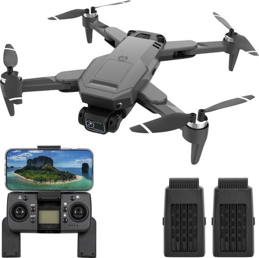 Nuvance - Drohne mit Kamera und GPS - 1080p Mini-Kamera - für draußen und drinnen - inkl. Tasche und 2 Akkus - Schwarz