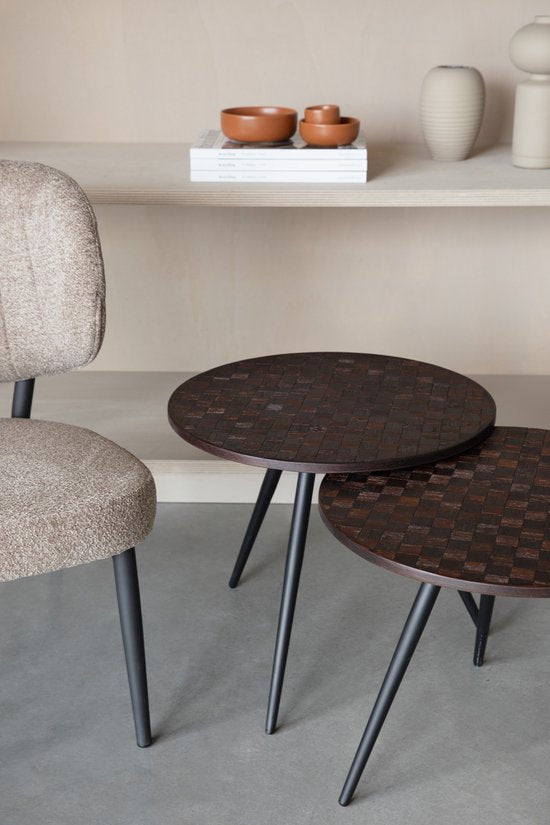 Housecraft Living Webster Beistelltisch, rund, Teakholz, braun – 2er-Set