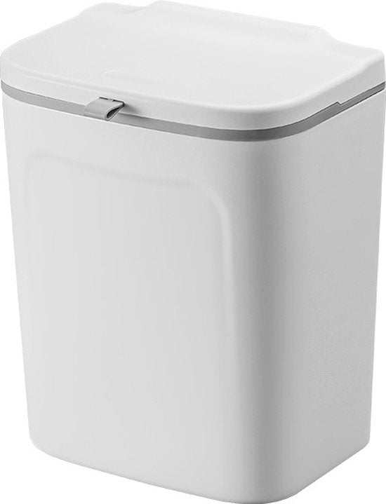 Ceruzo Abfalleimer - mit Schiebedeckel - 9 Liter- GFT Aufsatzbehälter - hängend oder stehend - weiß -24 x 16 x H30 cm