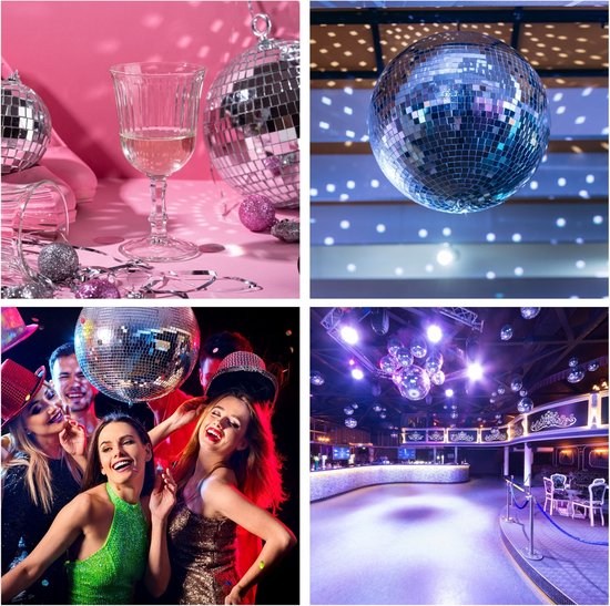 HQ-Power Disco Spiegelkugel Ø 20 cm, spektakuläre Lichteffekte für Partys, sicheres Aufhängesystem und facettiertes Glas, Tanzflächenzubehör für Disco und mehr